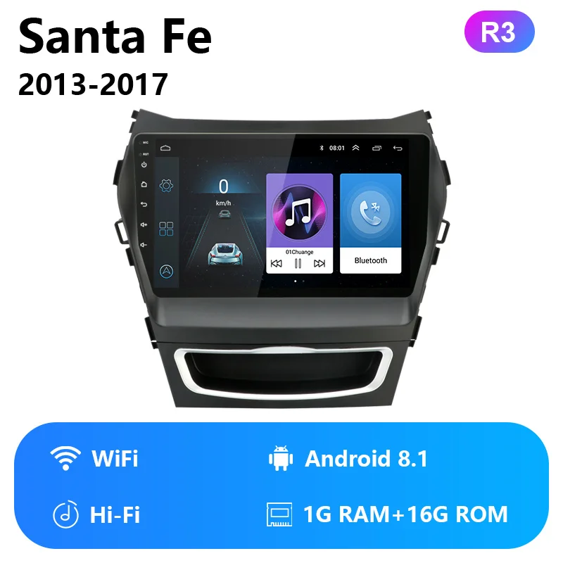 Jansite " Автомобильный радиоплеер для hyundai Santa fe 2013- Авторадио Android 2G+ 32G Сенсорное зеркало-link плееры с рамкой - Цвет: wifi version