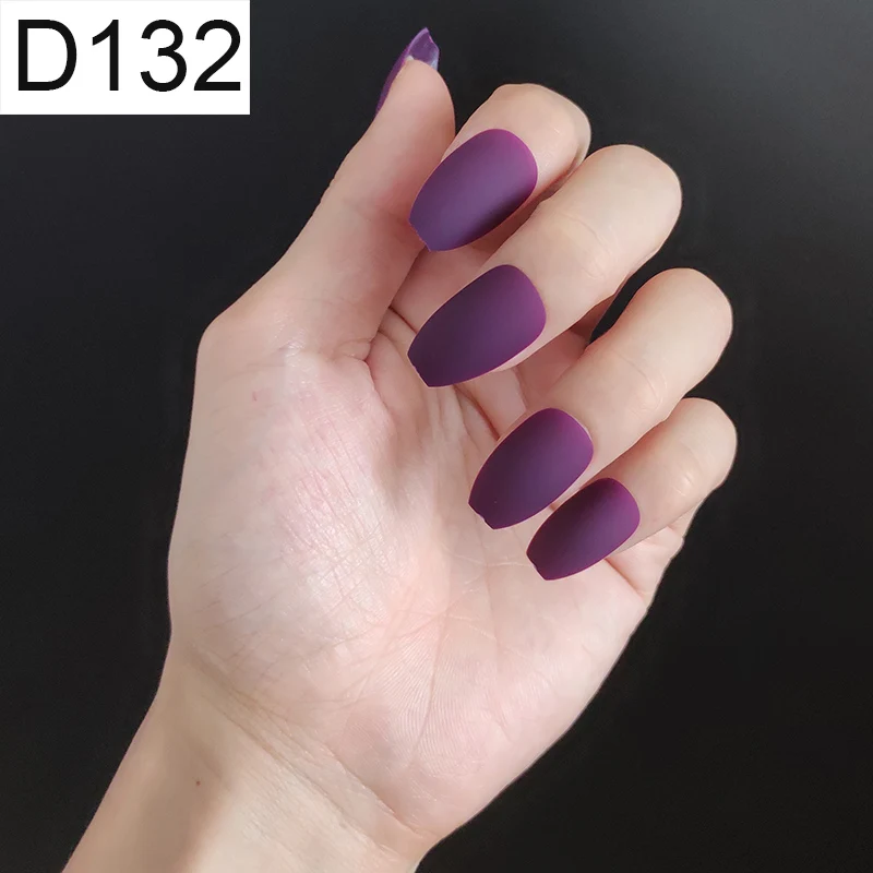D132 Ballerina x 1P 24 шт./компл. стилет балерина гроб круглый овальной формы с полным покрытием матовая накладные ногти для ног, мягкая на ощупь, накладные ногти искусственные ногти Нейл Арта, набор - Цвет: D132 Ballerina x 1P