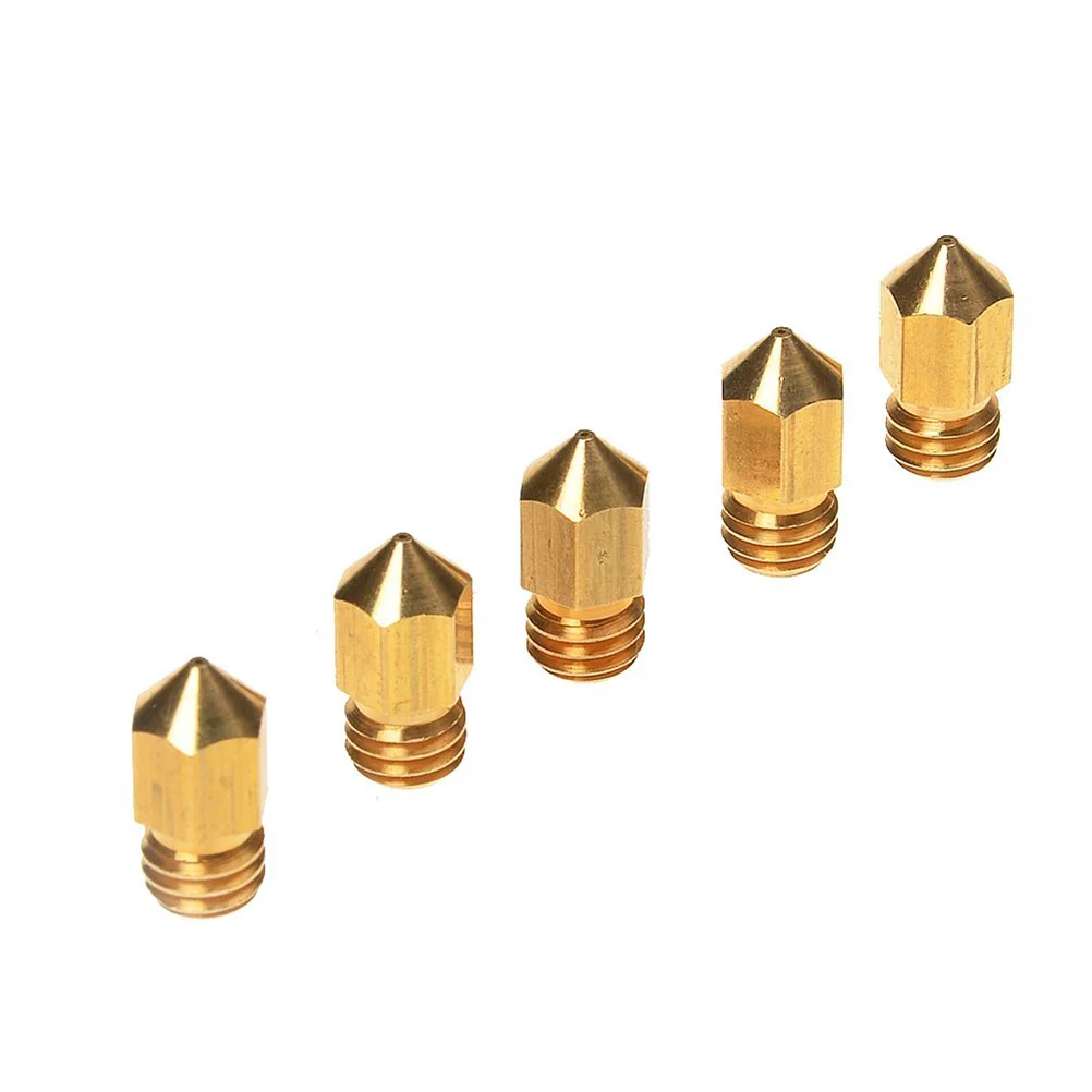 

5pcs 0.4mm Brass Extruder Nozzle Heads for MK8 Reprap 3D Printers (Golden)