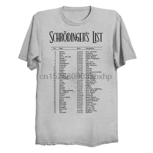

Men Short sleeve tshirt Schr_dinger's List Women t-shirt
