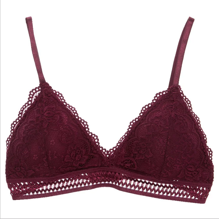 French Style Bralette Seamless Deep V Lace Bra Wireless Thin Underwear Sexy Lingerie Soft Push Up Bras For Women Hot