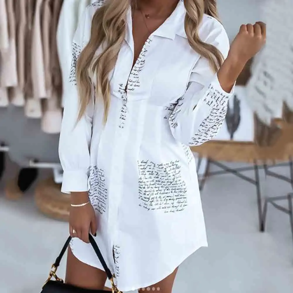 

Платье-рубашка с длинным рукавом, летнее пляжное платье в стиле бохо, женское повседневное однотонное мини-платье трапециевидной формы, с к...