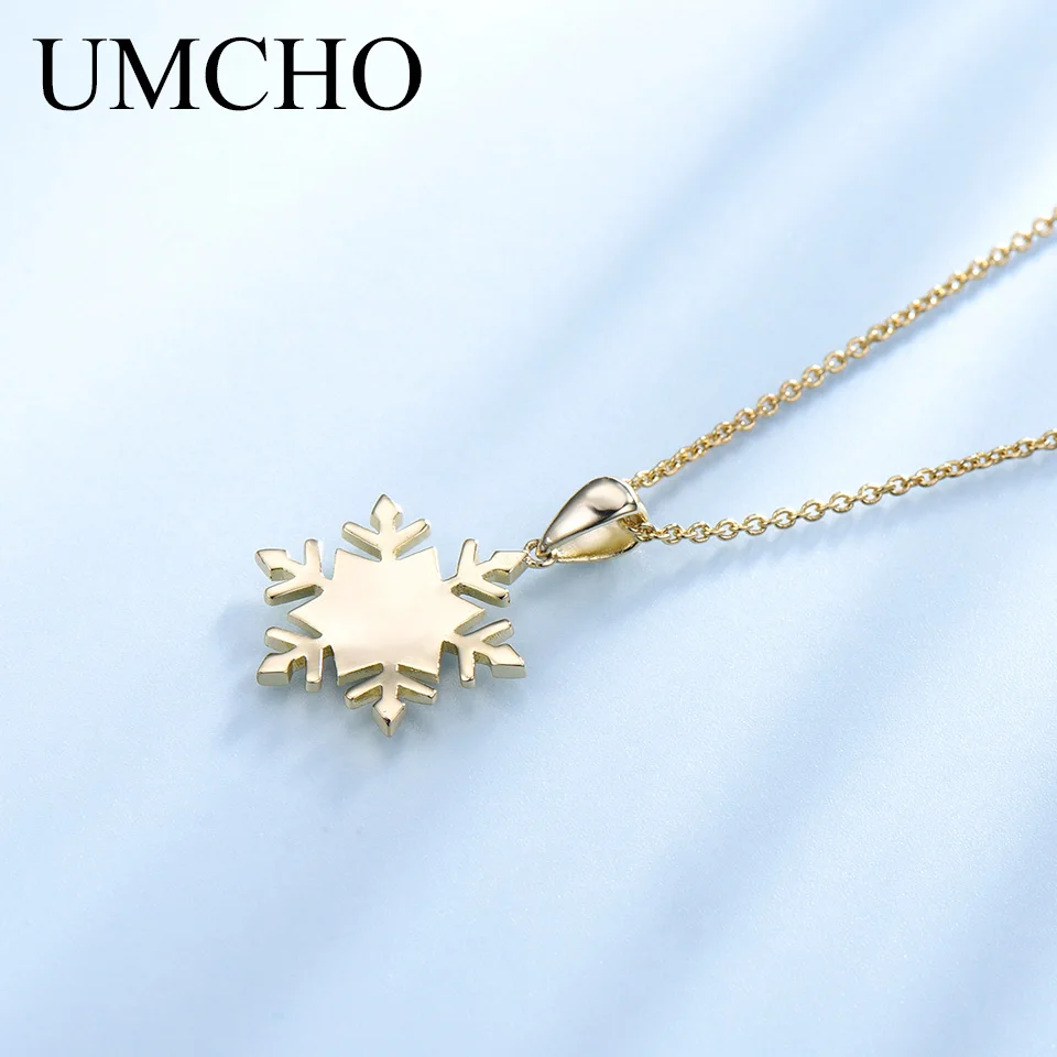 UMCHO желтое 925 пробы Серебряное ожерелье Подвески со снежинками и для женщин