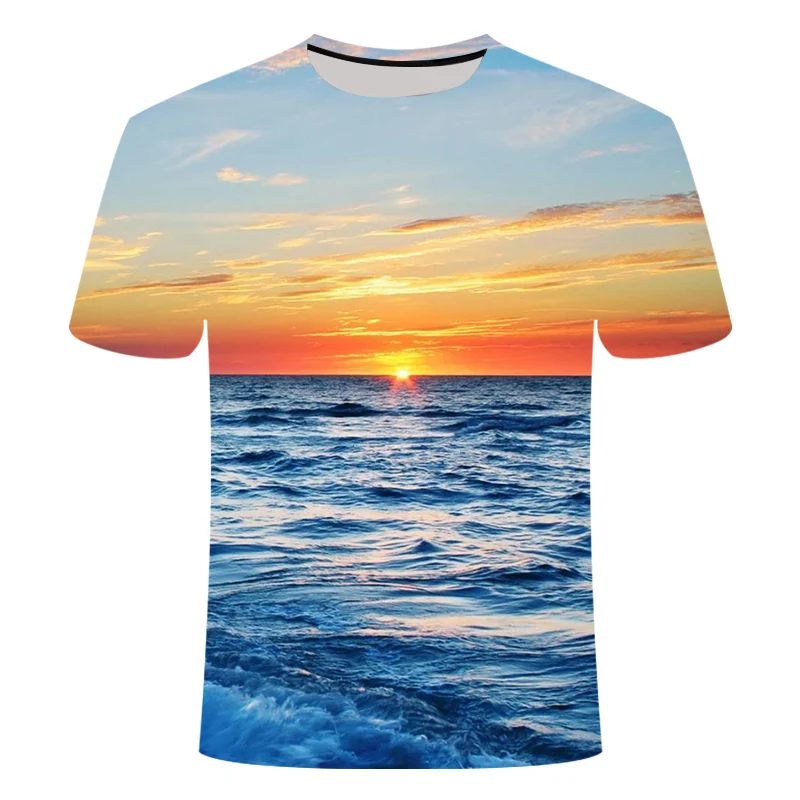 

2021 Summer Beach 3d Printing Seaside Vacation Tropical Rainforest Clothes T-shirt Men And Women Trend Large O-neck Short Sleeve