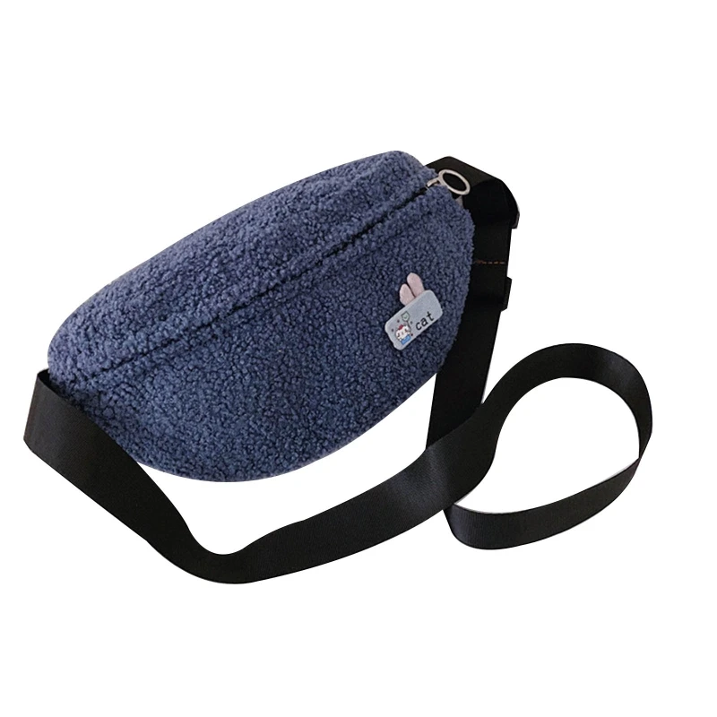 

K5DA Casual Women's Waist Bag Fanny Pack Fashion Plush Belt Bags Autumn Winter Crossbody Chest Pouch