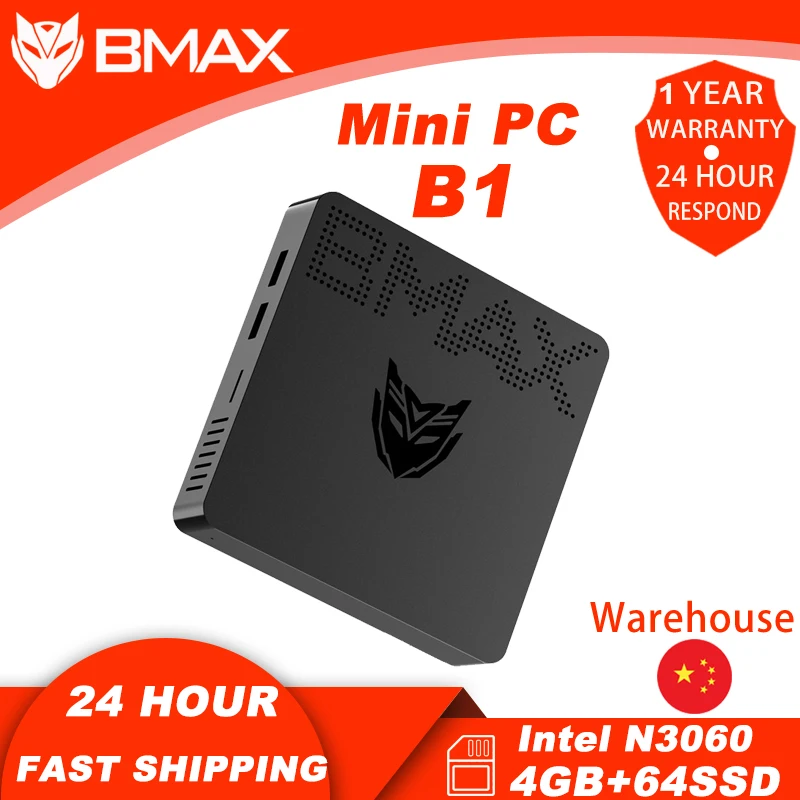 Bmax Мини ПК B1 Intel N3060 Windows 10 блок настольный компьютер HDMI и VGA выход порт s с