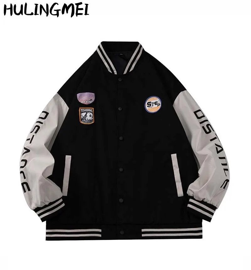 

Harajuku High Street American Hip Hop Basketball Jacket 2021 Autumn Bomber Jacket Letter Print Couples Outdoor Sports Jacket