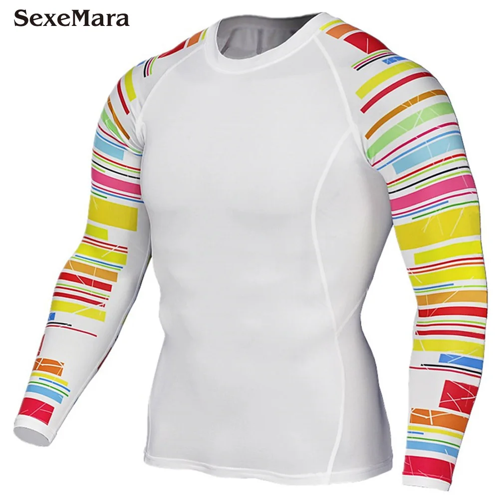 

Men's Compression Long sleeve Running sports Quick Dry T-Shirt Bodybuilding weightlifting Base Layer gym Fitness Tight tee Tops
