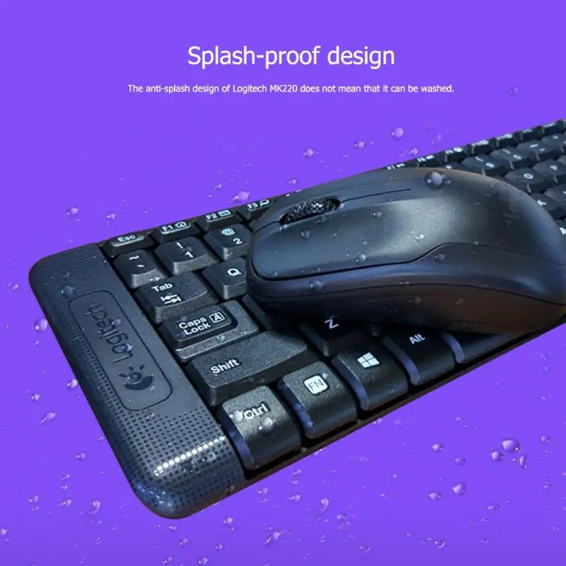 Комплект беспроводной клавиатуры и мыши logitech MK220, 104 клавиш, беспроводная клавиатура, 1000 точек/дюйм, мышь, usb-приемник, набор подключи и работай для работы