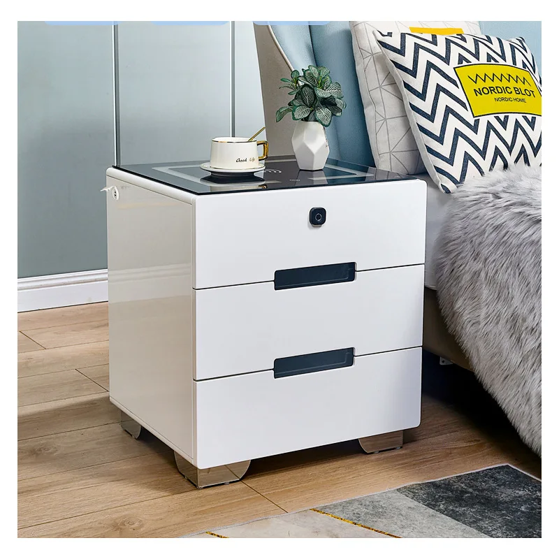 Smart Bedside Table with Wireless USB Charging Creative Multi-Functional Infrared Sensitive LED Light Hotel Night Stands | Мебель
