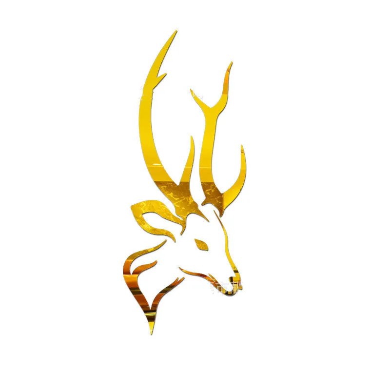 2 набора зеркальные настенные 3D наклейки сделай сам с оленем декоративные для