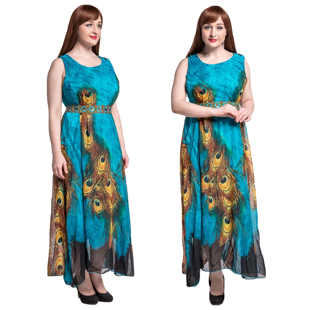 

Fashion Women Summer Long Dress Holiday Floral Print Bohemia Sleeveless Party Beach Maxi Dresses Kaftan Gown Vestidos Plus Size