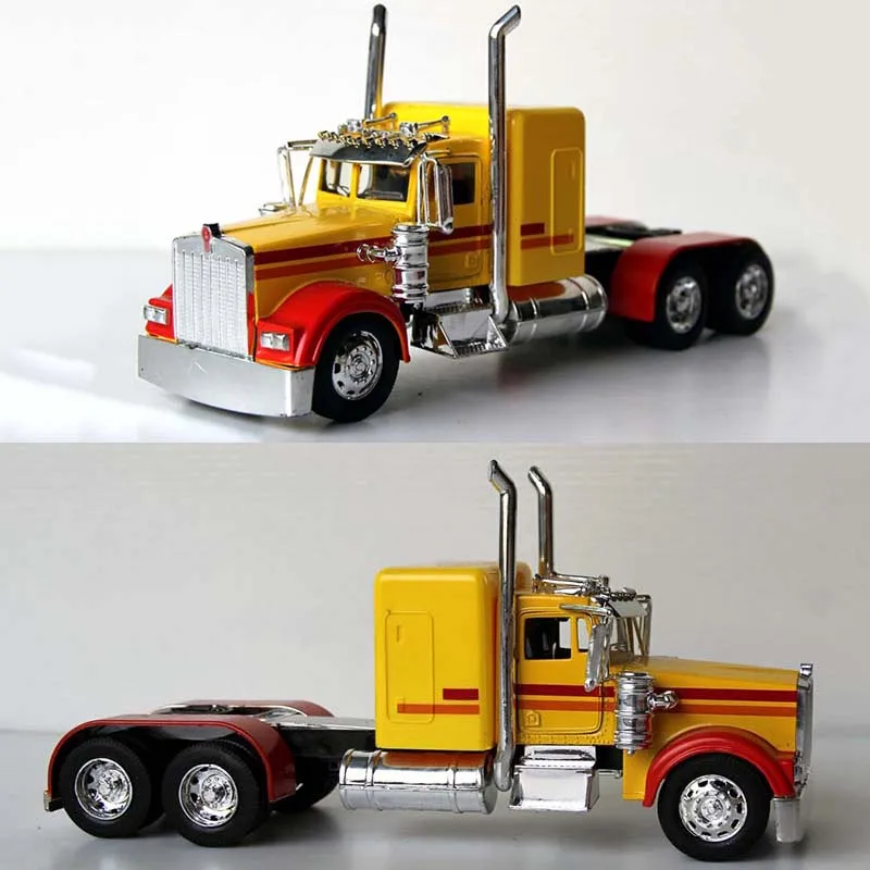 Литая модель автомобиля из металлического сплава грузовика с прицепом