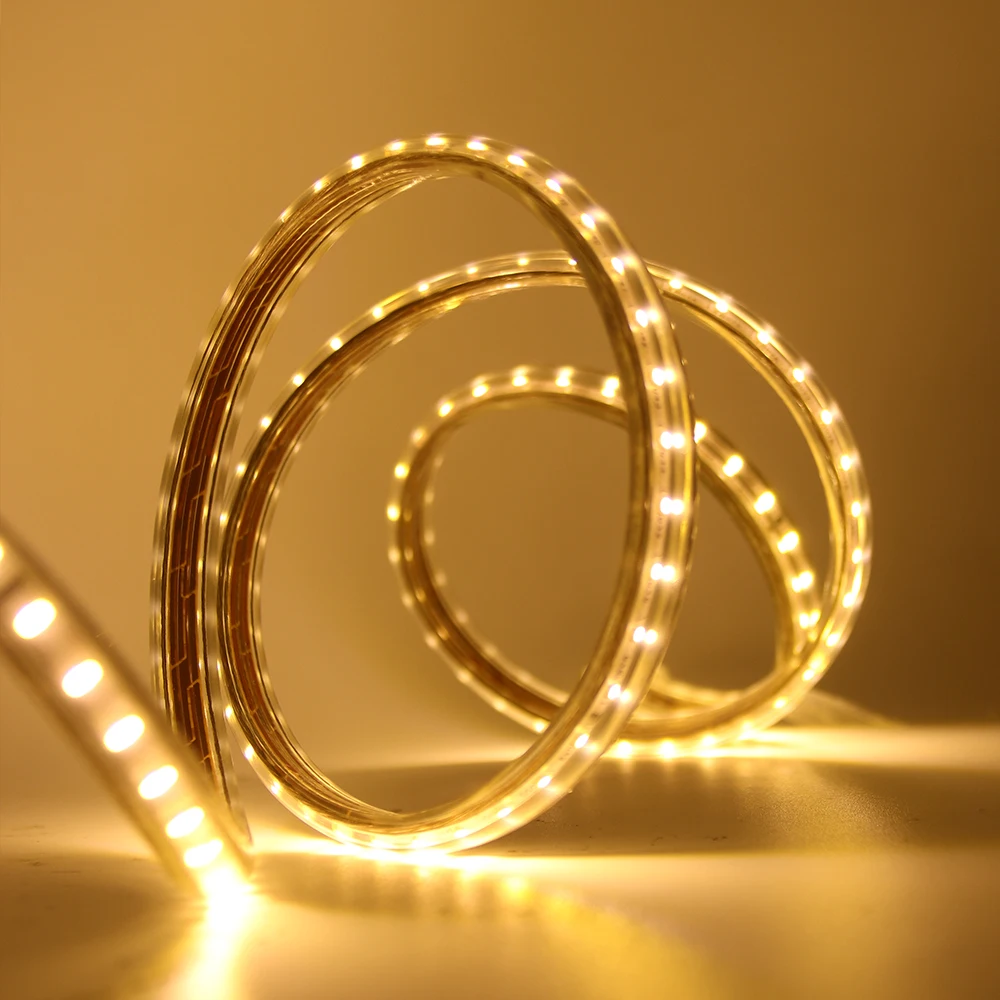 Светодиодная лента 220 В 3014 SMD 120 светодиодов/м водонепроницаемая гибкая теплая