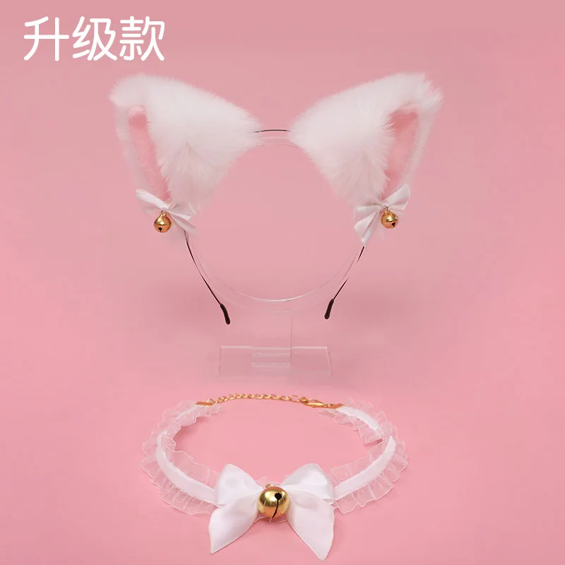 

Аксессуары ручной работы в стиле "Лолита", повязка на голову с колокольчиком и кошачьими ушками, кружевной бант на шею, набор с колокольчиком