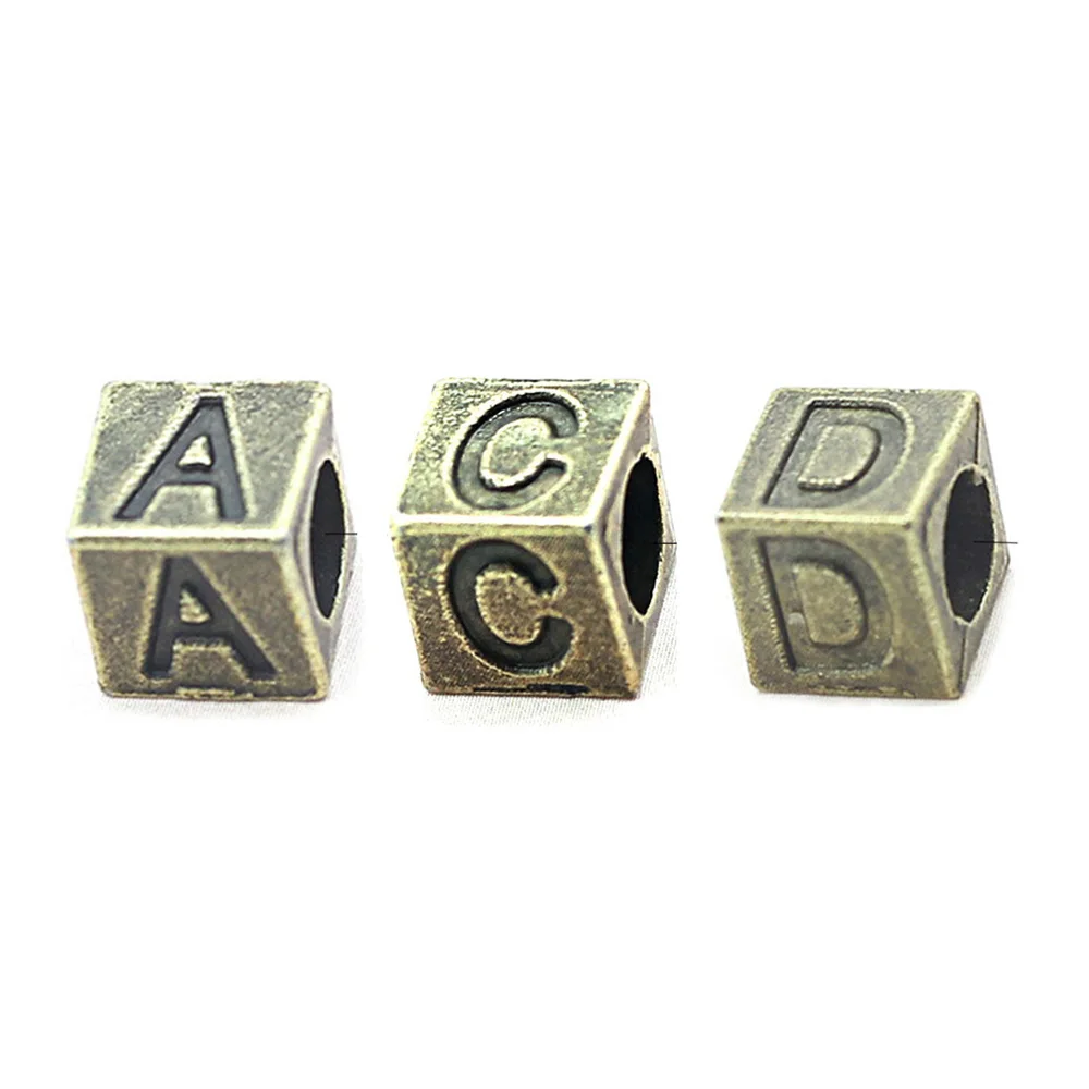 

26pcs Vintage Antique Bronze Cubic Letter Beads Jewelry Making Findings Initial Alphabet Beads Bracelet Charm Bronze Diy Beads