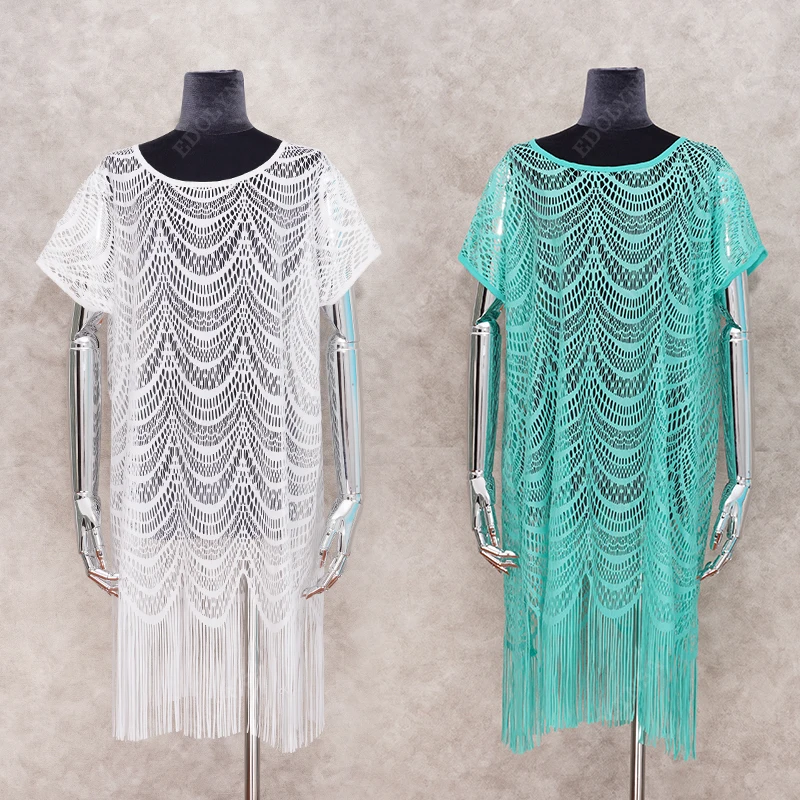 Сексуальное прозрачное Сетчатое мини-платье для плавания с бахромой Пляжная