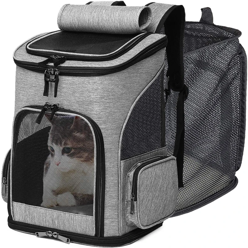 

Cat Carrier Backpack Expandable Mesh Breathable Foldable Pet Travel Bags for Small Dogs Cats Rabbits Pet Carrier Backpack New