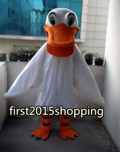

White Fluffy Duck Mascot Costume Cosplay Fancy Dress Up Party Dress Ad Cheap Quality Cartoon Animal Character Performance Suit