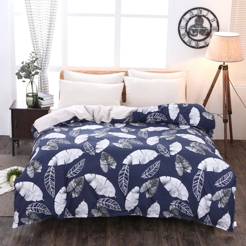Новое поступление голубой пододеяльник с принтом в виде листьев дерева 100% хлопок