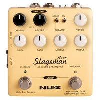 nux stageman floor pedal guitar amplifier natural sound acoustic preamp di digital chorus reverb freeze loop effect guitar parts