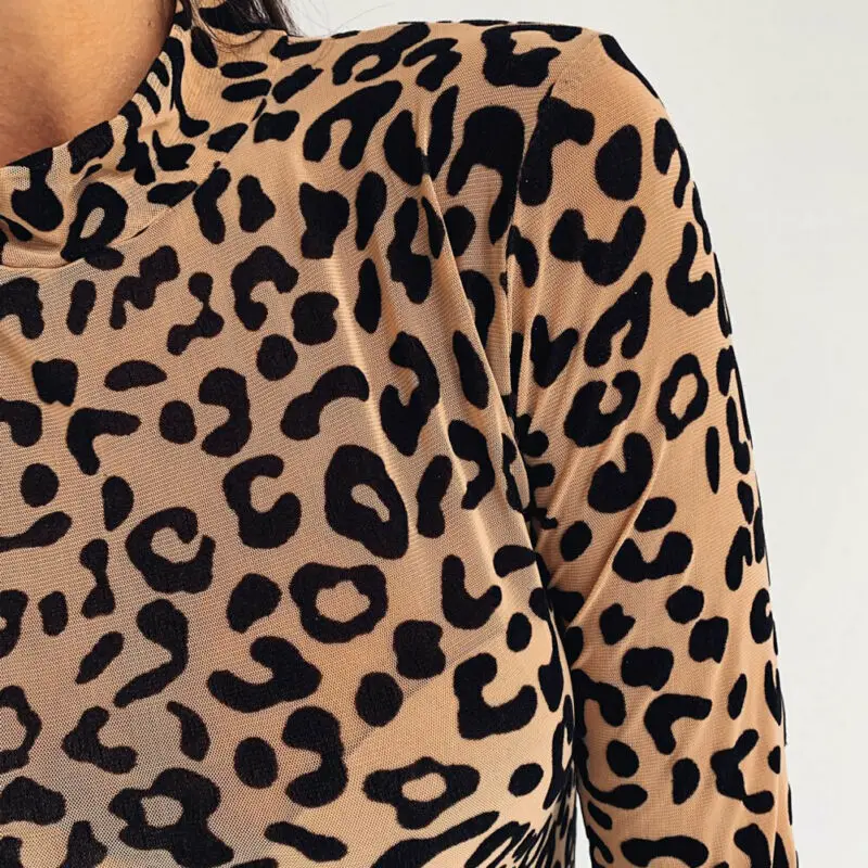 Fashion Women Autumn TurtleNeck Slim Fit Leopard Print Long Sleeve Casual Loose TShirt Top | Женская одежда