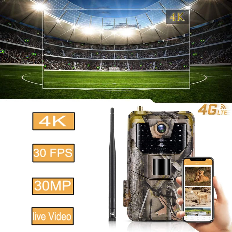 Камера наблюдения за дикой природой 4K 30FPS ночная камера облачное обслуживание 4G