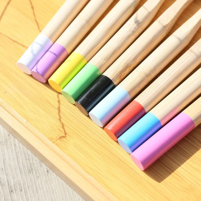 Органическая детская зубная щетка круглая ручка для веганов бамбуковый уголь