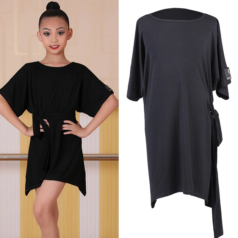 New Latin Dance Competition Dresses For Kids Costume Salsa Dress Loose Practice Black Girls BL2522 | Тематическая одежда и