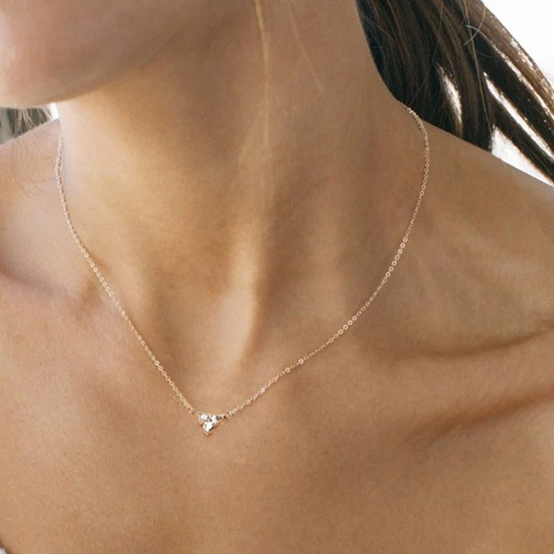 

GS 100% S925 Sterling Silver Pendant Necklace For Women Shiny Zircon Fashion Clavicle Chain Statement Necklace Jewelry Collares
