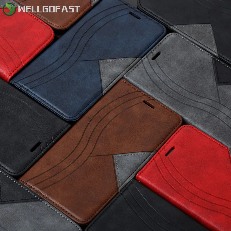 

Leather Flip Wallet Case for Samsung A51 A71 A72 A52 A42 A32 A12 A20E A10 A30 A31 A40 A50 A70 A81 A21S A7 2018 Splicing Cover