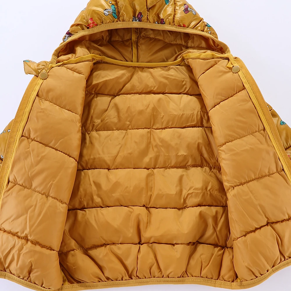

Mudkingdom Children Down Jacket Cute Dinosaur Hooded Kids Winter Outwear for Boys Girls Light Portable Winter Coat