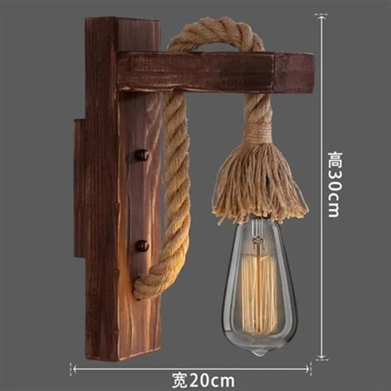 Industrial Retro Wall Lamp E27 American LOFT wood LED Corridor Balcony Light for Indoor Fixtures wooden base | Лампы и освещение