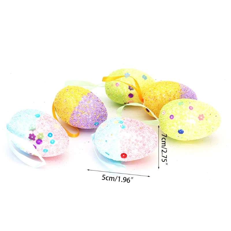

6pcs Colorful Foam Easter Egg Hanging Ornaments for Easter Christmas Decoration