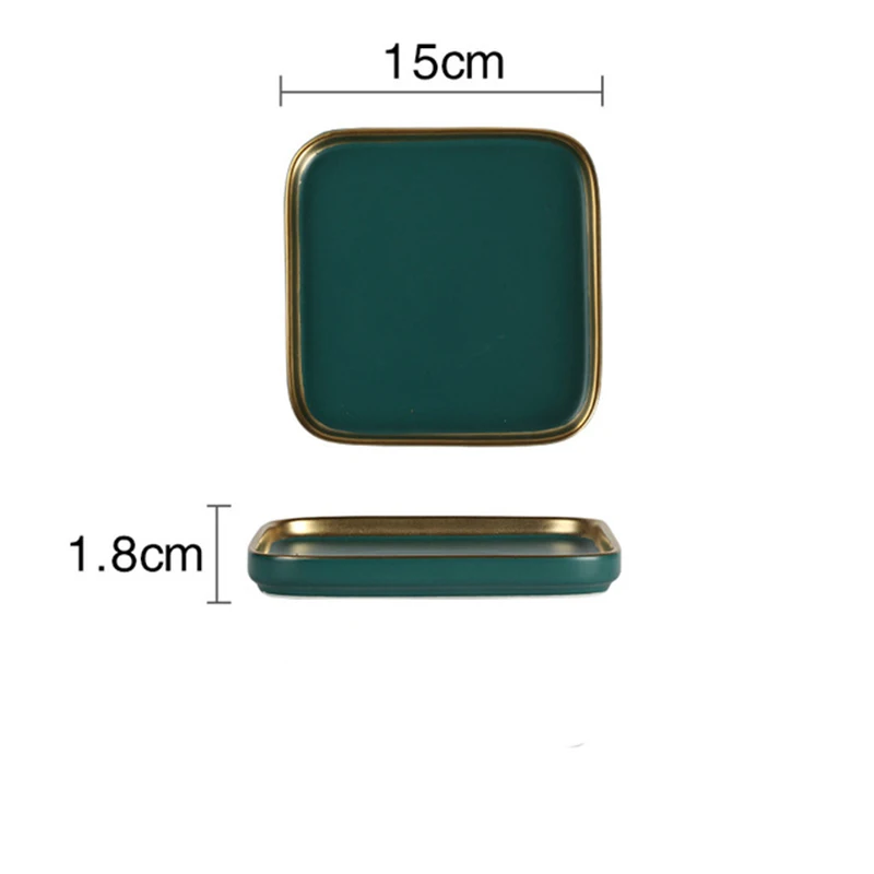 

Ceramic Retro Green Tray Phnom Penh Western Steak Dishes Household Snack Cake Plates Jewelry Cosmetic Storage Tray Desktop Decor