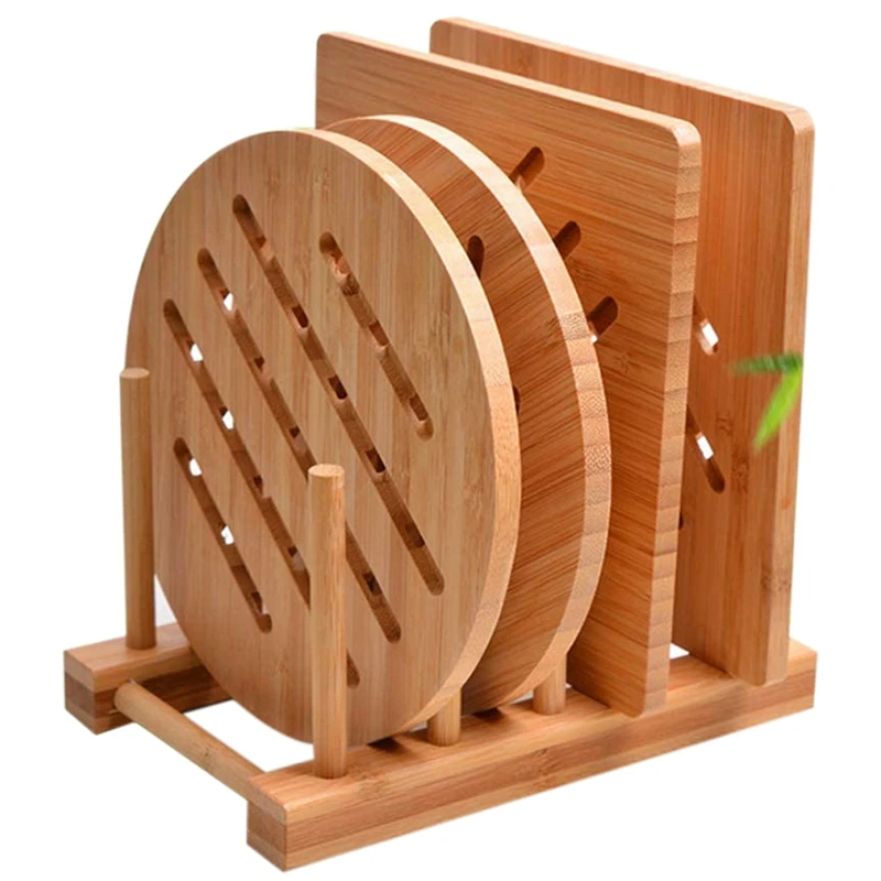 

Бамбуковая подставка для кухни, бамбуковые горячие подушечки, набор из натурального бамбукового коврика для горячих блюд/кастрюль/чаша/чай...