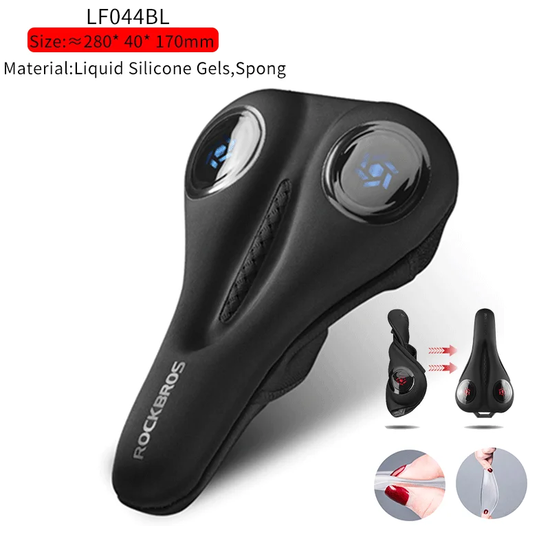 LF044BL ROCKBROS, силиконовое велосипедное седло, полое, дышащее, MTB, Велосипедное Сиденье, чехол для подушки, коврик, силикагель, седло, велосипедные аксессуары, часть - Цвет: LF044BL