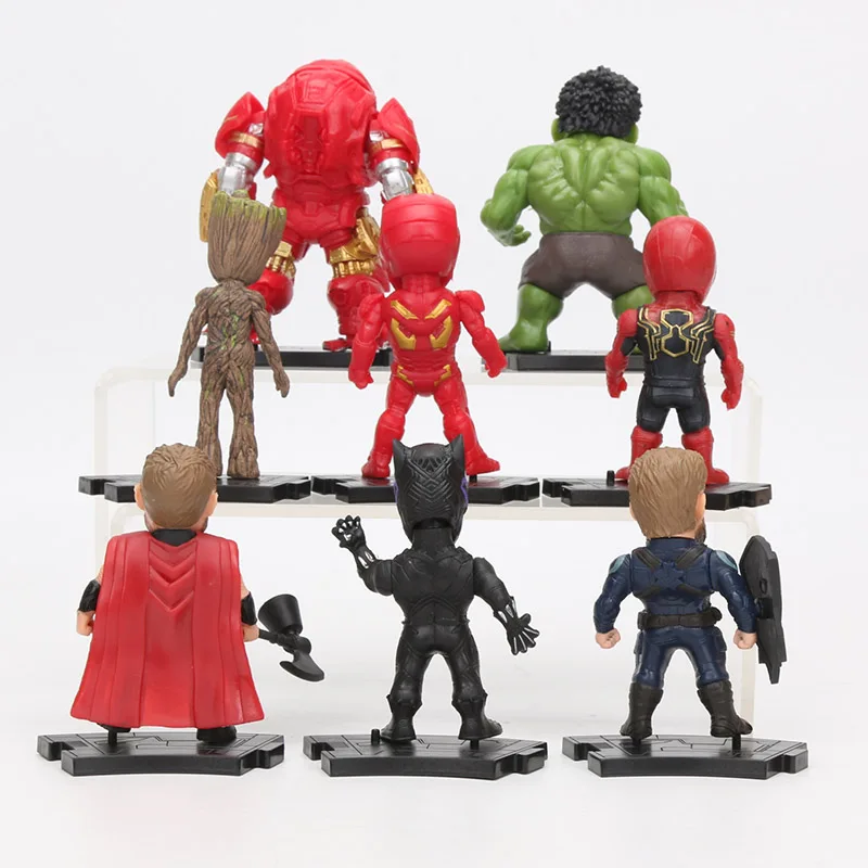 

8 Unids/set Marvel Toys 8-10cm Ironman Thanos Spiderman Hulkbuster Pantera Negra Groot PVC Furnishing Articles for Kid Gifts