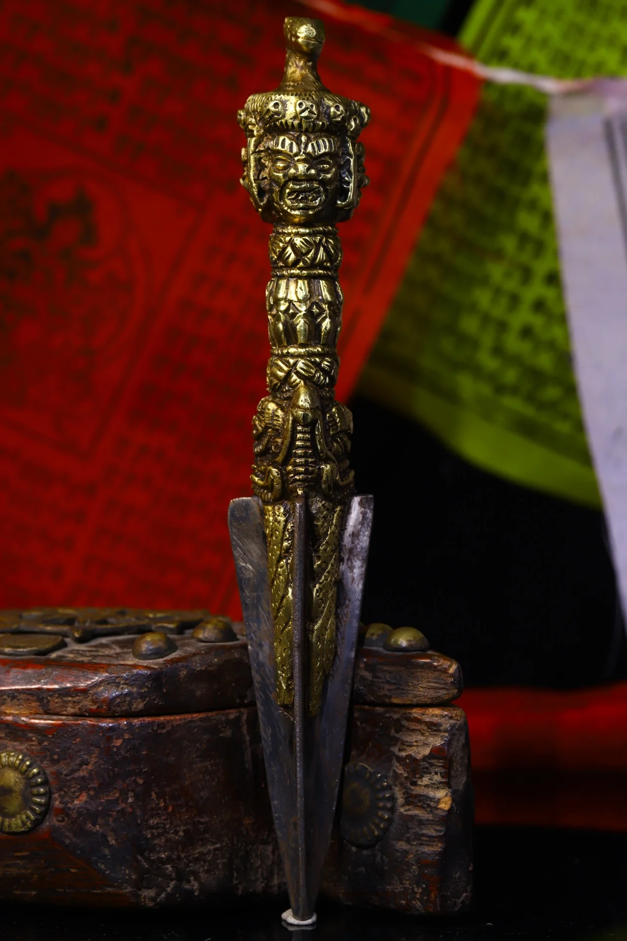 8 &quotКоллекция тибетского храма старая бронза киноварь Хаягriva Махакала череп