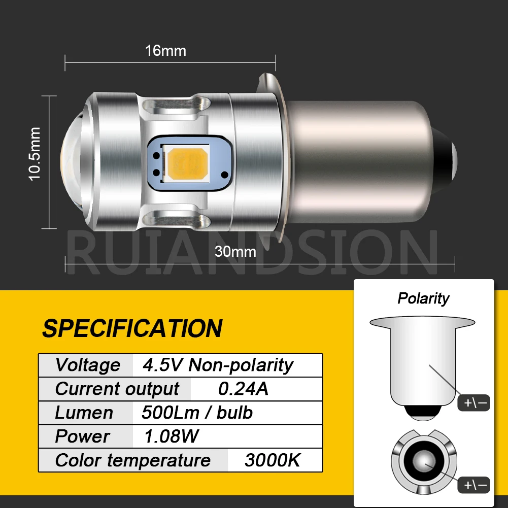 Светодиодная лампа RUIANDSION 1 шт. P13.5S PR2 2 ячейки 4 аксессуары для фонарика ффонарь с