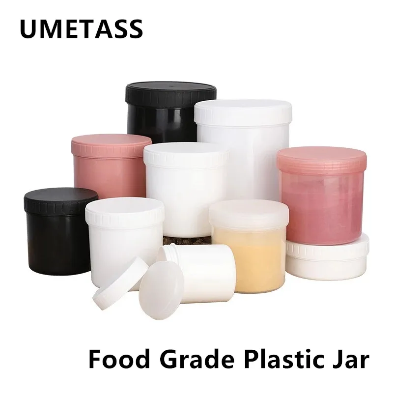 

Empty Round plastic jar with Lid for cream hair gel food Grade Storage container 150ML 200ML 300ml 500ML 1000ML