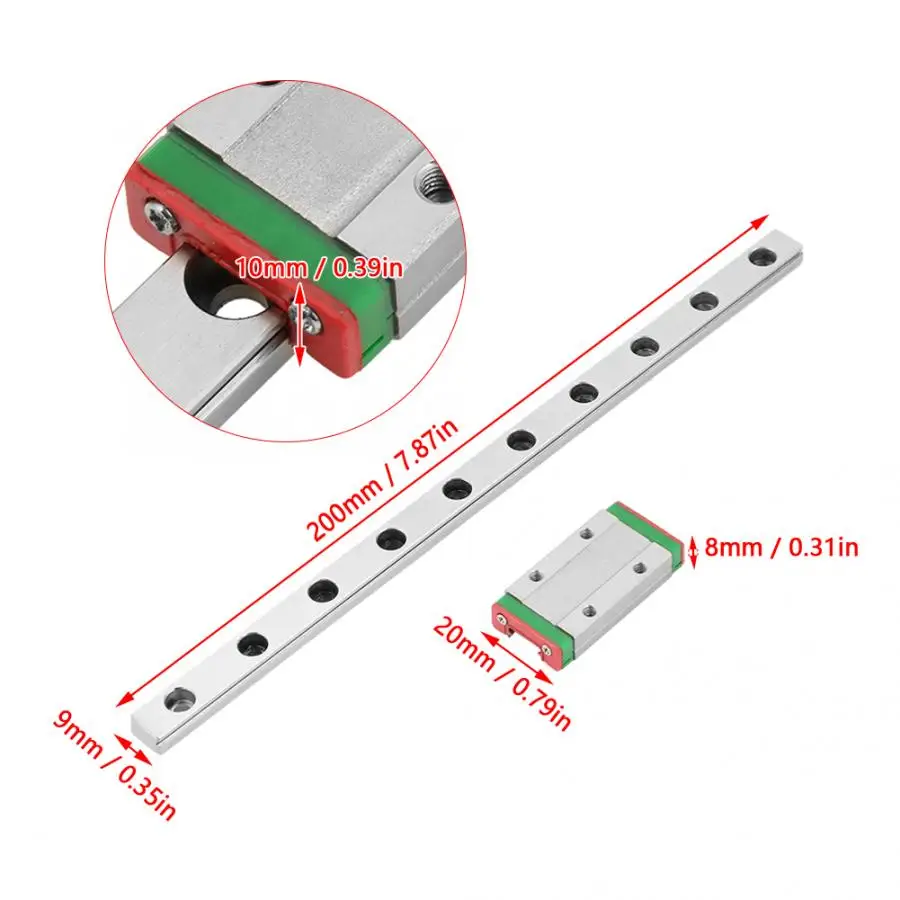 Линейная направляющая 200 мм LML9H миниатюрная линейная Ширина 9 + скользящего блока s и подшипники|Линейные