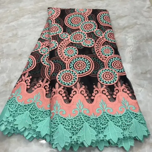 

African Tussi Guipure Lace Fabric 2019 Latest High Quality Tulle French Net Lace with Stones Ankara Nigerian Lace for Wedding