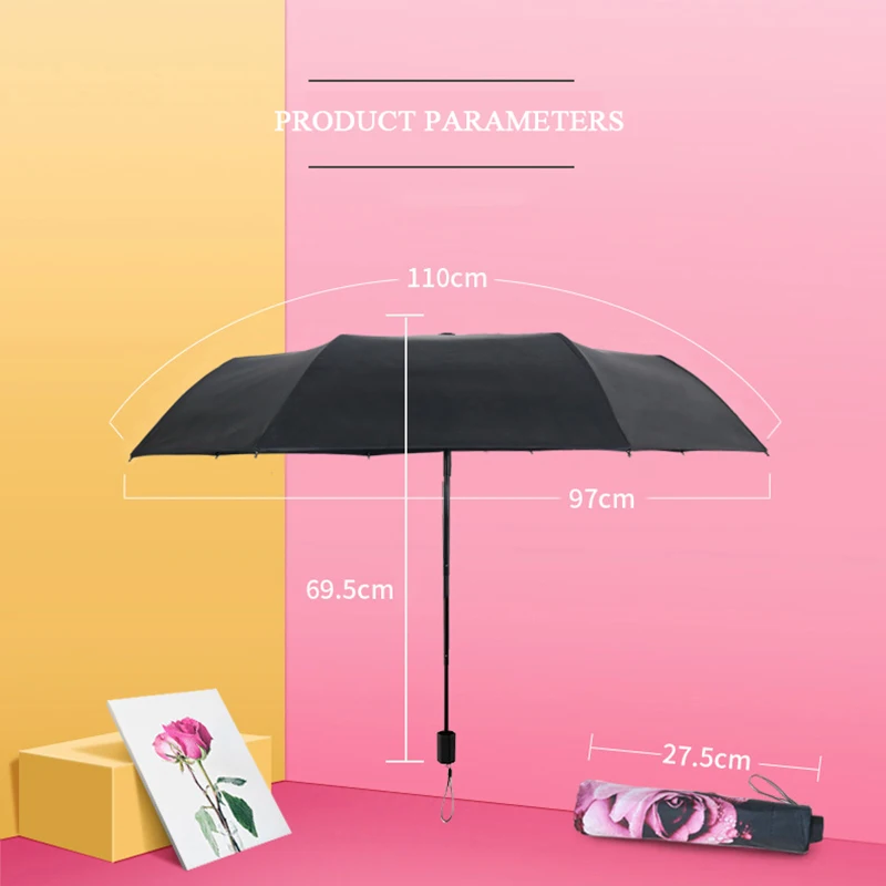 Складной зонт от дождя и солнца с цветами женский складной индивидуальный зонтик