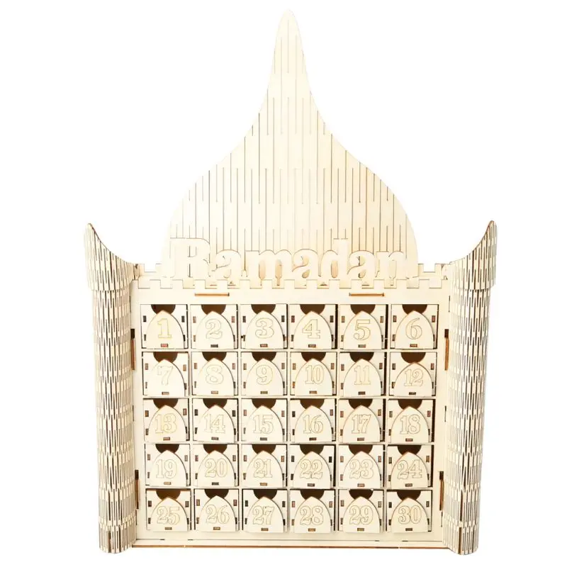 

Wooden Eid Mubarak Ramadan Advent Calendar 30 Day Countdown Drawer Muslim Islamic Castle Decorations Ornament
