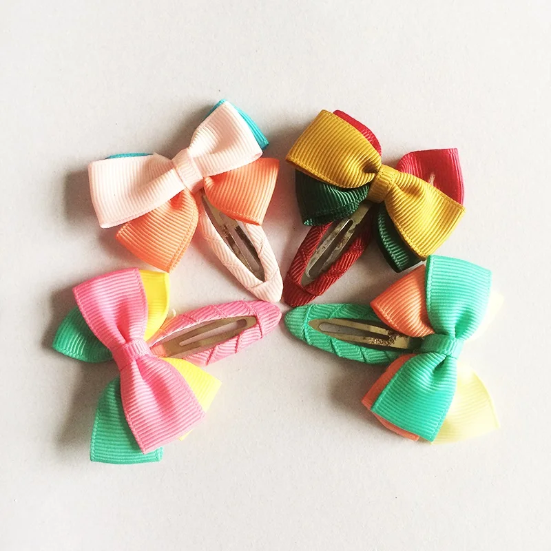 1 Pcs/lot Muit-Clip Candy Color Hair Accessories Girls Clips Ribbon Bow Hairpins Barrettes Headwear Boutique Wholesale | Детская одежда
