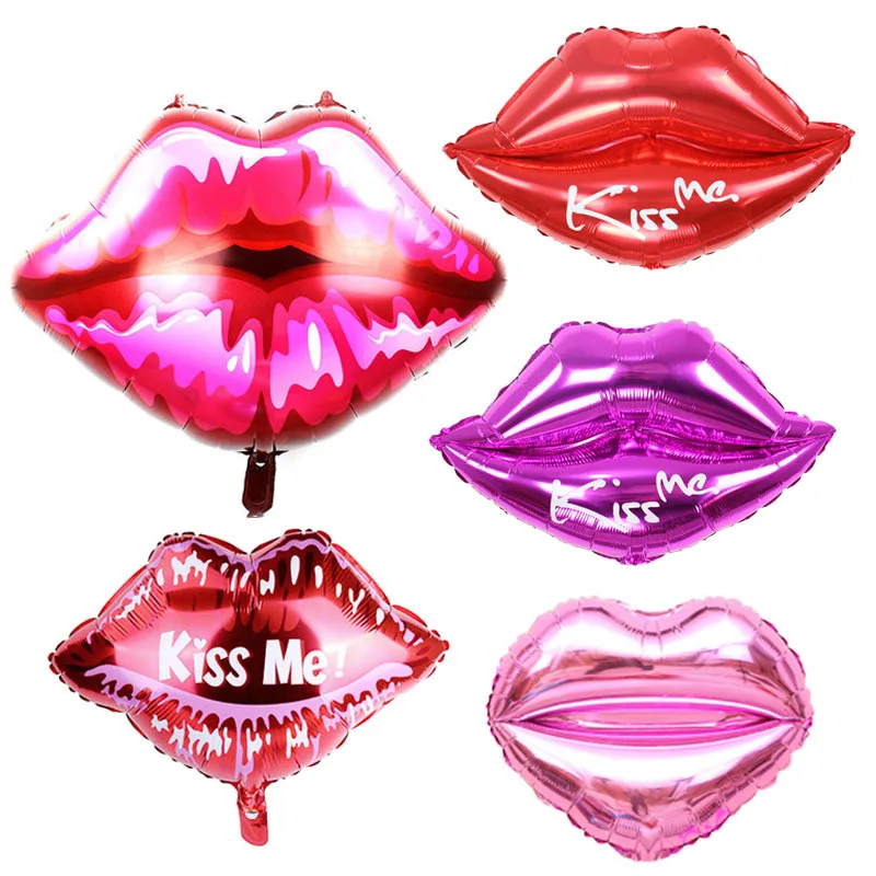 

Kiss Me I Love You Lips Foil Balloon For Valentines Day Anniversary Inflatable Balloon Birthday Gifts Wedding Decor Rose Red Toy