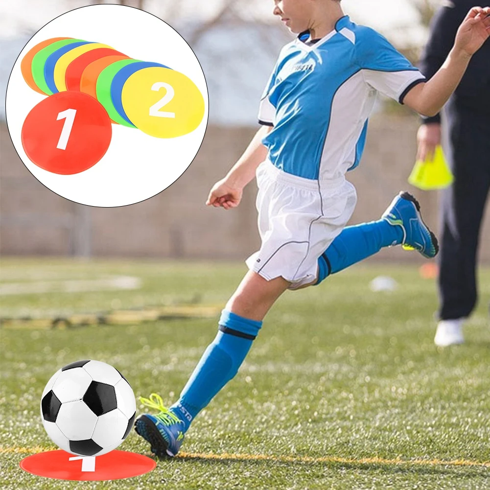 

10 Pcs Football Training Equipment Signs Discs Signs Disc Markers Flat Discs With Net Bag for Inline Skating/Skateboard/Soccer