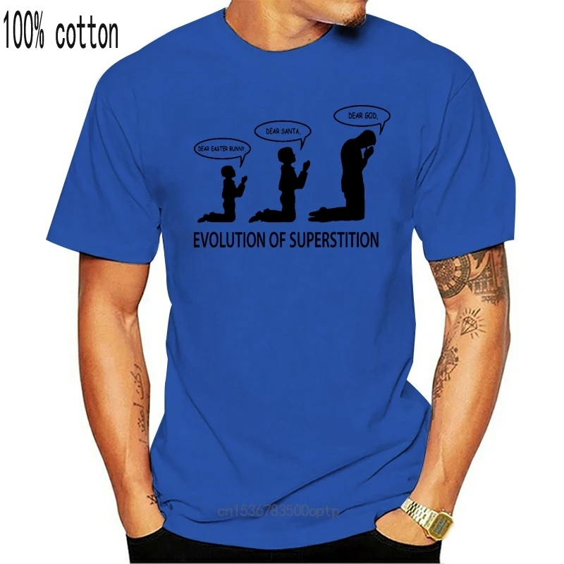 

New Superstition Evolution - Mens Funny Atheist T-Shirt Atheism