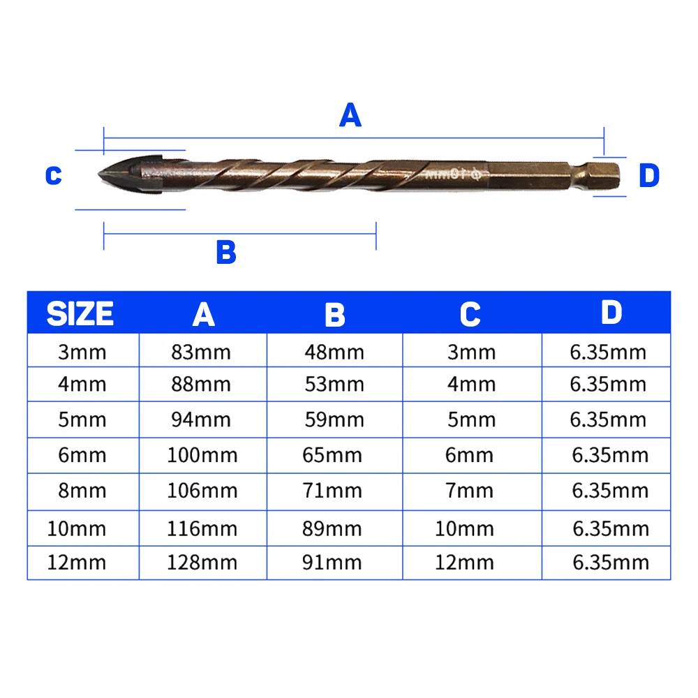 

WORKBRO x Wnew 3-12mm Hex Tile Drill Bits Set for Concrete Glass Ceramic Hole Opener Brick Hard Alloy Triangle Bit Tool Kit